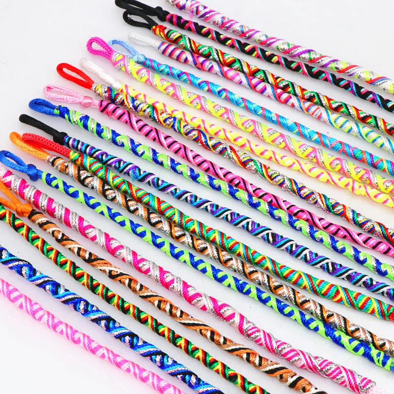 Charm Bracelets Fashion 50pcs Lots Multicolor Ethnic Cuff Bracelets Braided Rope Friendship Lovers Jewelry Wristband For Men Women 231009