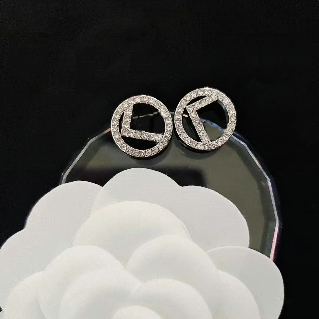 Designer Brand Letter Stud Gold Plated Dia Earrings Fashion Jewelry Wedding Gifts