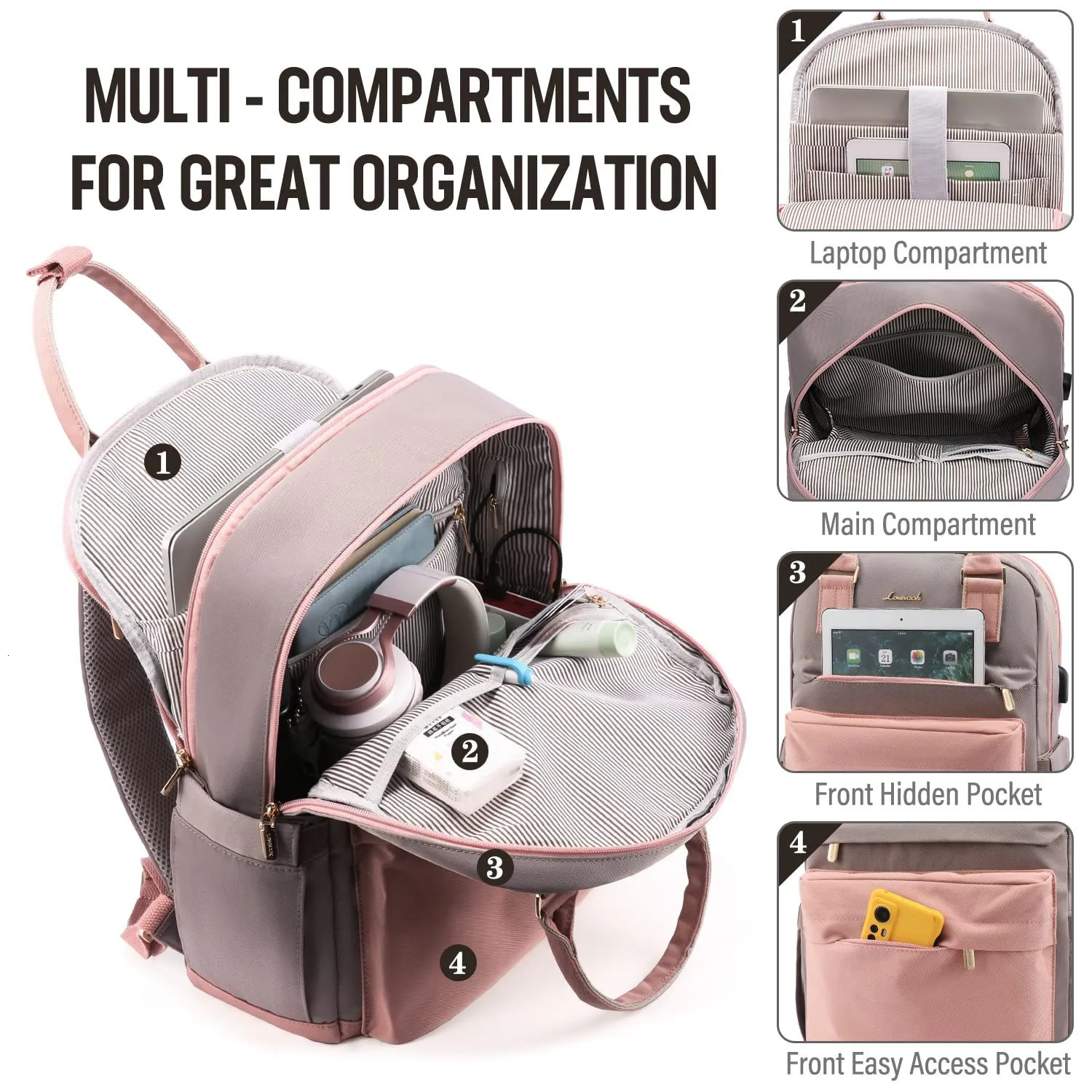 School Bags Women's Travel Backpack Fashion USB Charging Laptop Lightweight Handbag School Bags For Girls Multifunctional Suitcase Backpacks 2310