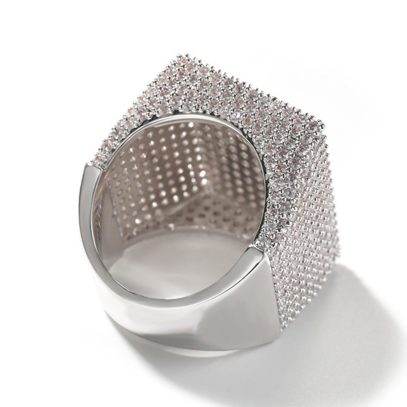 Hiphop Rapper Ring For Men New Fashion Hip Hop Gold Silver Baguette Full Bling CZ Iced Out Ring Mens Ice Out Diamond Jewelry