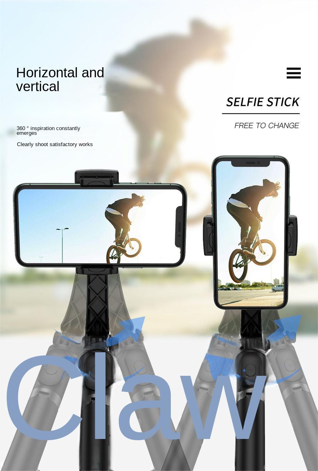 Handheld Gimbal Stabilizer Phone Camera Folding Portable Tripod Holder with Wireless Remote Extendable Aluminum Alloy Selfie Stick Monopod for Live Vi