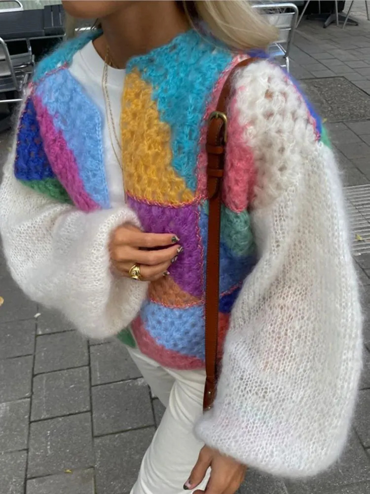 Women's Knits Tees Fashion Chic Casual Embroidery Sweater Loose Open Stitch Women Long Sleeve Cardigan Autumn Winter Ladies High Street Tops 2310