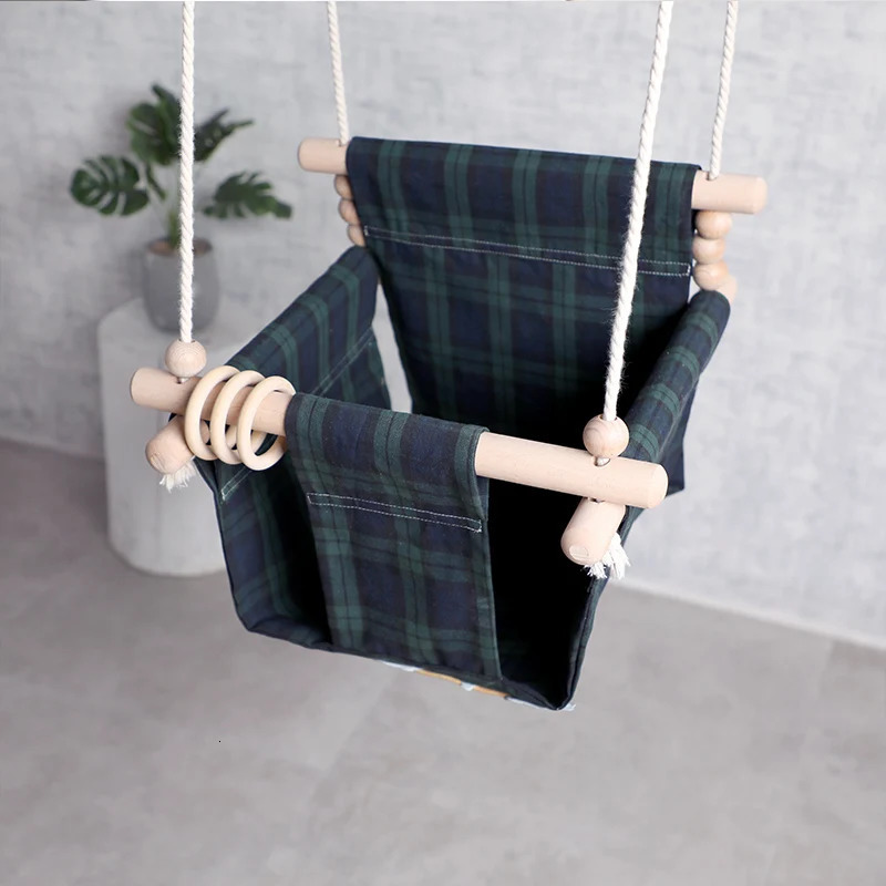 Swings Jumpers Bouncers Baby Canvas Swing Chair Hanging Wood Swings Canvas Seat Children Kindergarten Rocking Chair Outside Indoor Small Basket Baby T