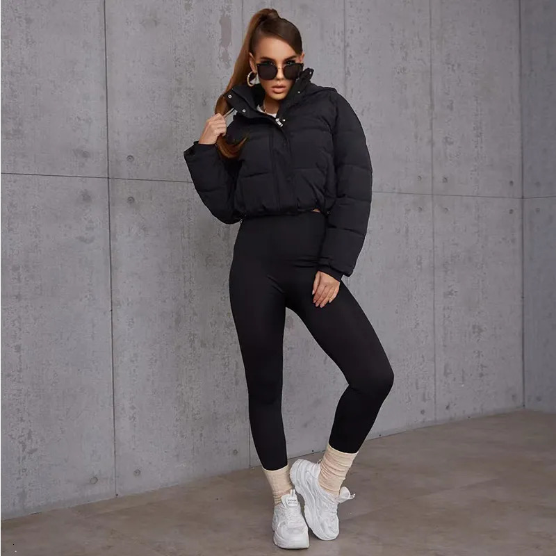 Women's Down Parkas Fashion Oversize Female Clothes Short Jacket Quilted Puffer Women Winter Hooded Padded Coat Warm Parka Outerwear 231009