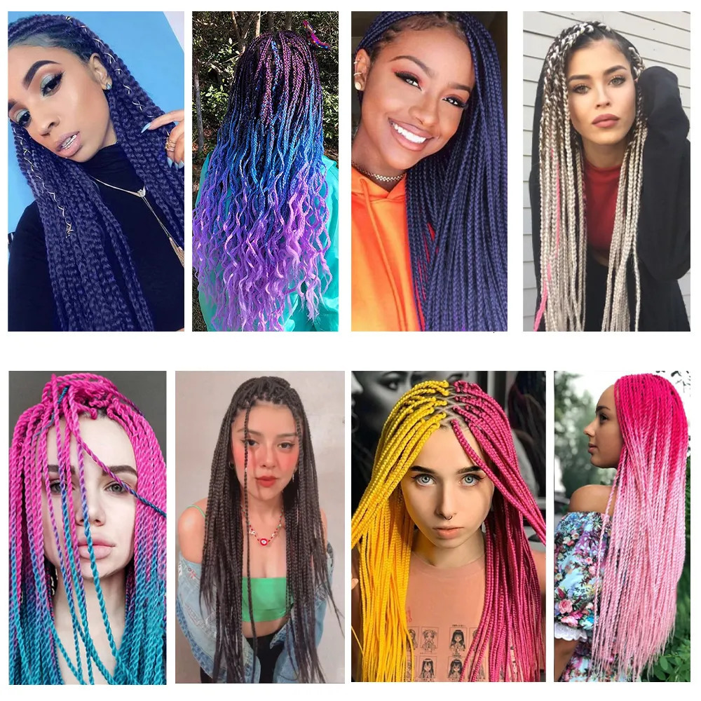 Human Hair Bulks Jumbo Braid 24 Inches Synthetic Braiding Hair Ombre Jumbo Hair Extension For Women DIY Hair Braids Pink Purple Yellow Gray 231010
