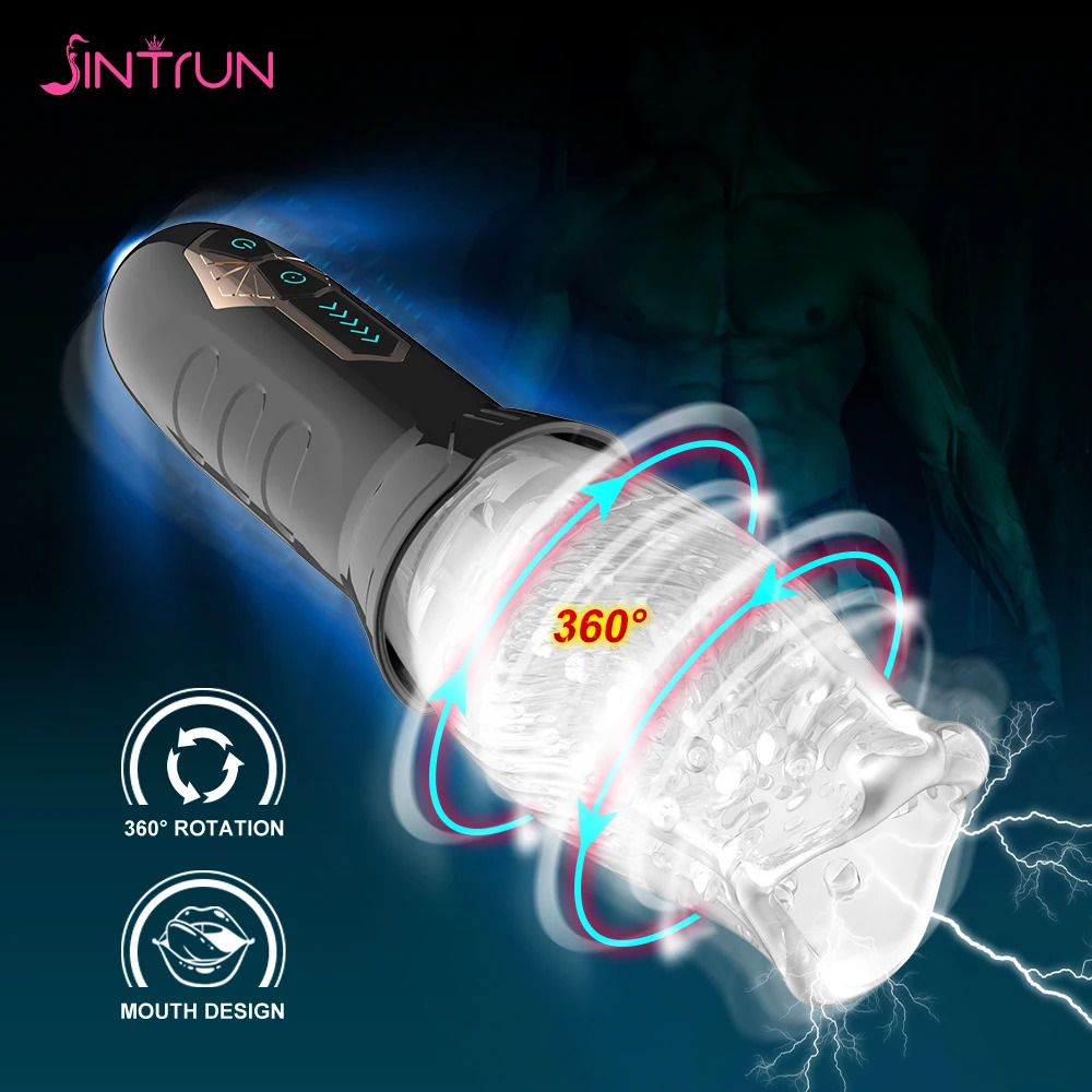 Masturbators Automatic MaleMasturbator Cup Oral Sex Trainer Vaginafor Men Sucking Machine 360Rotation Vibrator Glans Stimulate Sexy toys 231010