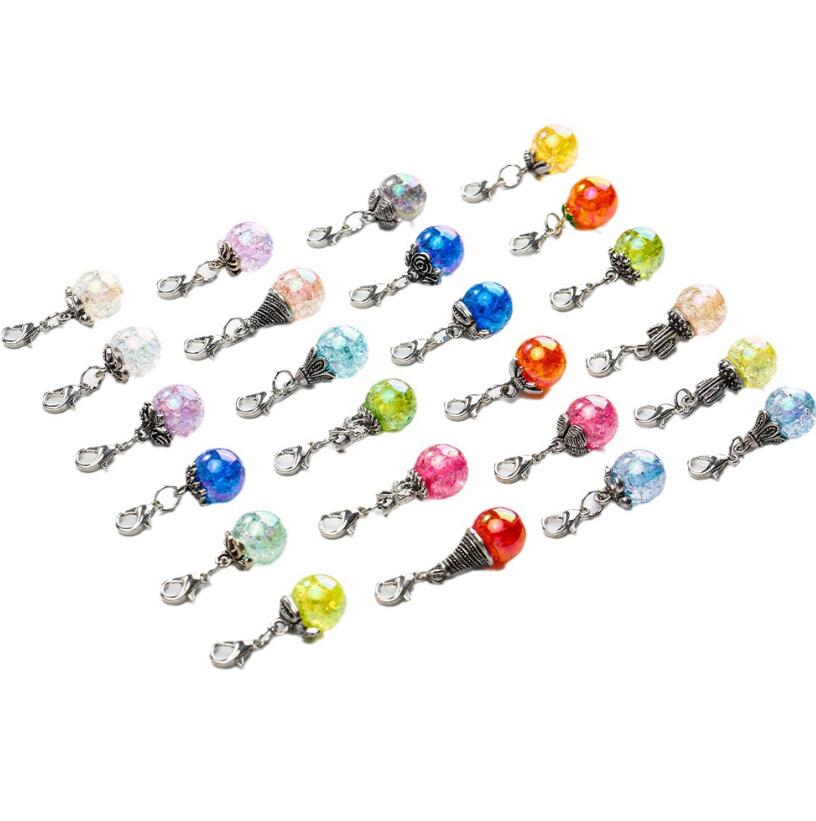 Mixed Fashion Floating Lobster Clasp Charms Dangle Alloy crystal glass ball Diy Jewelry Making Accessories