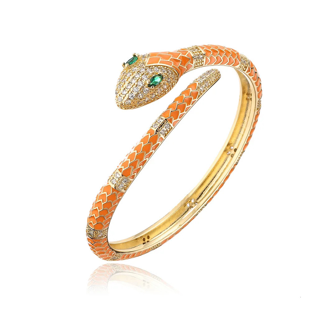 Charm Bracelets Exquisite Snake Animal Cuff Bracelet Cute Enamel Geometry Bangle High Quality 18K Gold Plated Trend Jewelry Fit Women Teens Girl 23100
