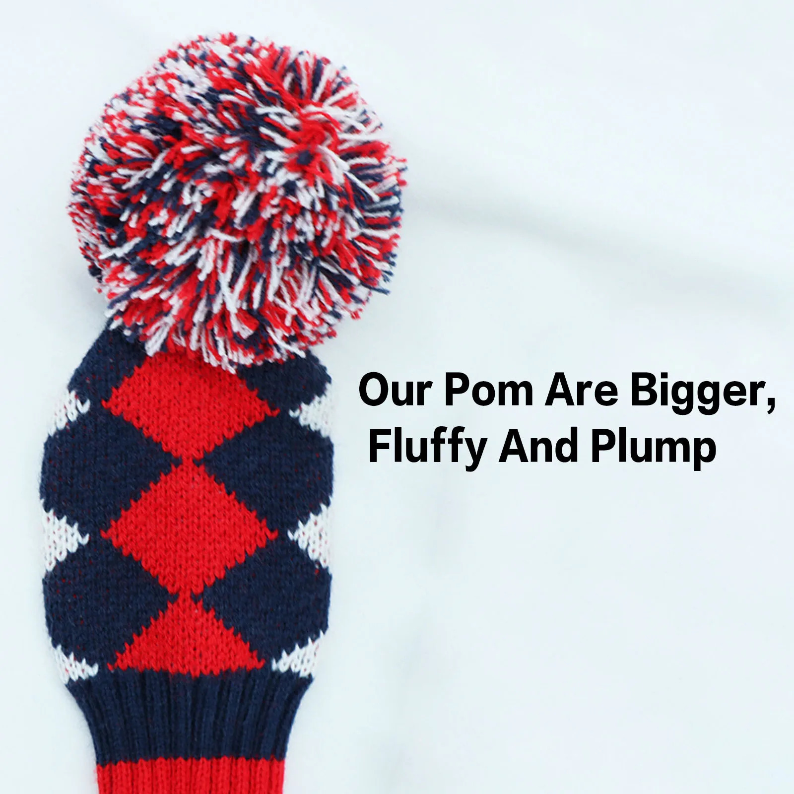 Other Golf Products 3pcs Knit Headcover Classic Protector For Driver Fairway Hybrid with Big Pom Head Covers Black White 231010