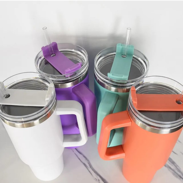20 Colors 40oz Stainless Steel Tumbler with Handle and Straw Vacuum Sealed Insulated Travel Mug LG15