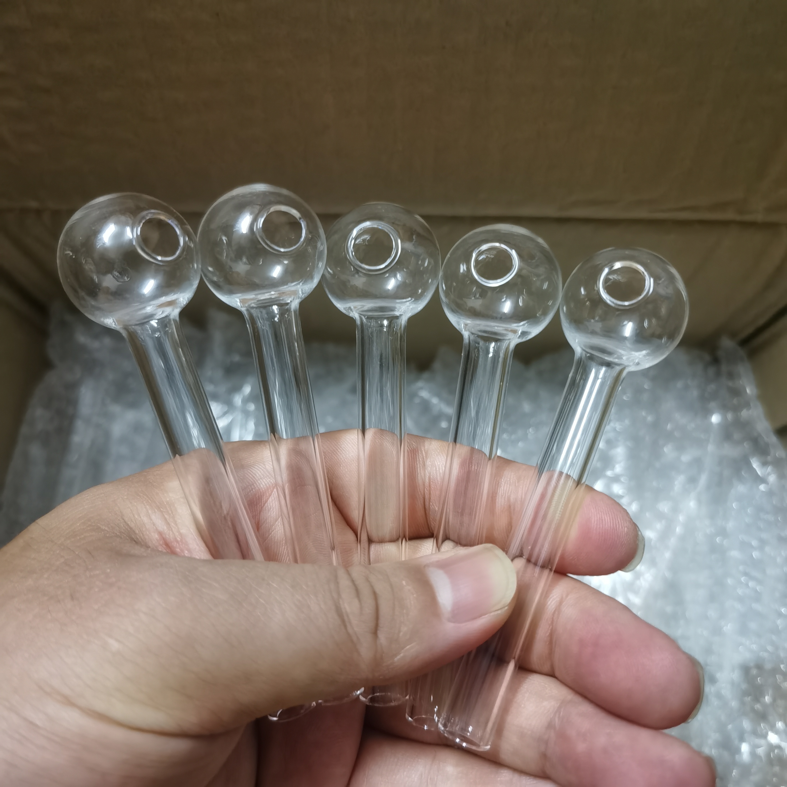 10Pcs 2.8 Inch 4 Inch 4.8Inch 12cm 10cm 7cm Clear Pyrex Glass transparent Oil Burner Tube Burning Great tubes Nail tips