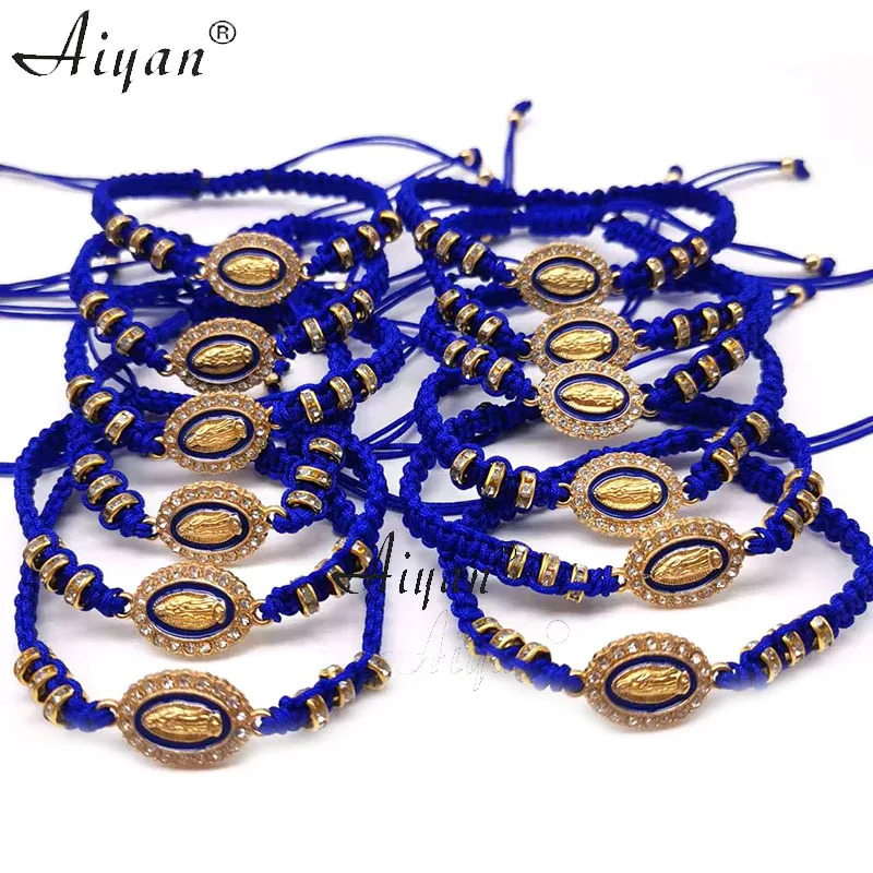 Charm Bracelets 12 Pieces Oval Virgin Mary And St. Jude And 6MM Drilled Loop Braid Bracelets Can Be Worn As Gifts Or Prayers For Men and Women 231009