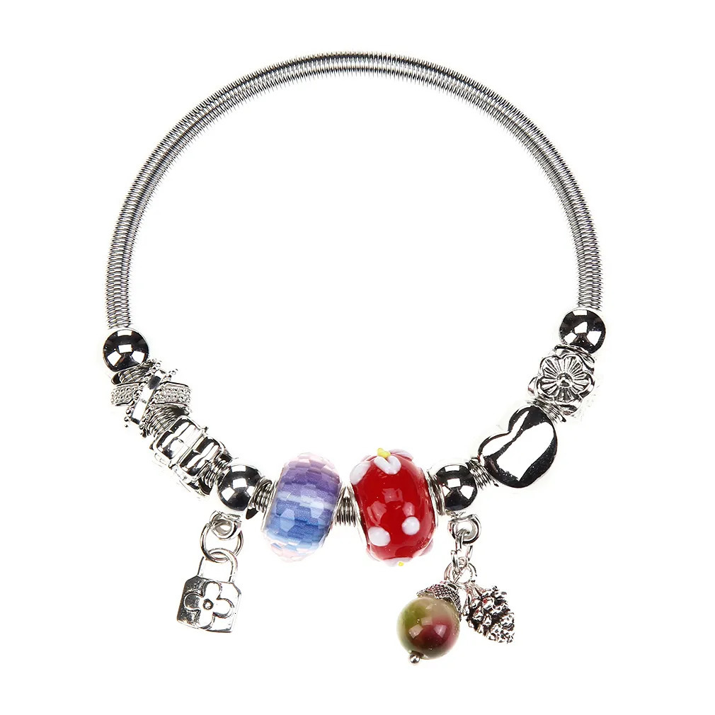 Charm Bracelets 12Pcs/set Women Stainless Steel Starfish Pendant Charms Bracelets Wire Cable Rhinestone Open Adjustable Cuff Bangles DIY Jewelry 23100