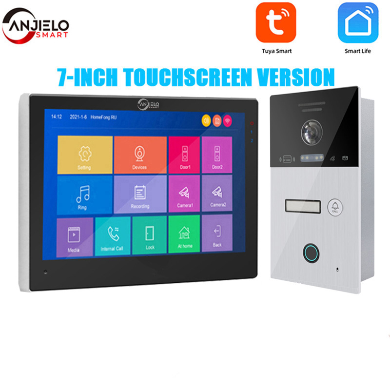 WIFI smart 7 inch Home video door phone intercom system Unlock 1080P Screen Video Intercom System
