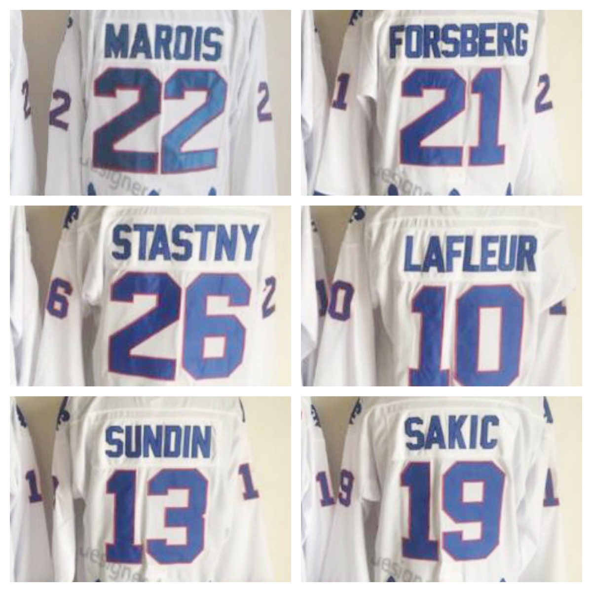 Mens CCM Retro 19 Joe Sakic 21 Peter Forsberg Hockey Jerseys 13 Mats Sundin 26 Peter Stastny Jerseys 10 Guy Lafleur 22 Marois Vintage Blue White 2023 