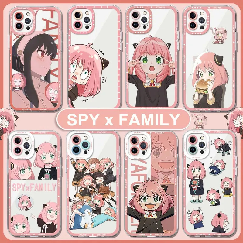 Cell Phone Cases Anime SPYFAMILY Anya Forger Clear For iPhone 14 15 11 12 13 Pro Max Mini XS XR SE 8 Plus Transparent Soft Fundas 231010