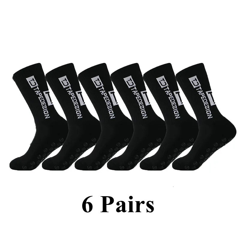 Sports Socks 6Pairs/Lot ANTI SLIP Football Socks Mid Calf Non-Slip Soccer Sport Cycling Sports Mens Sock EU38-45 231009