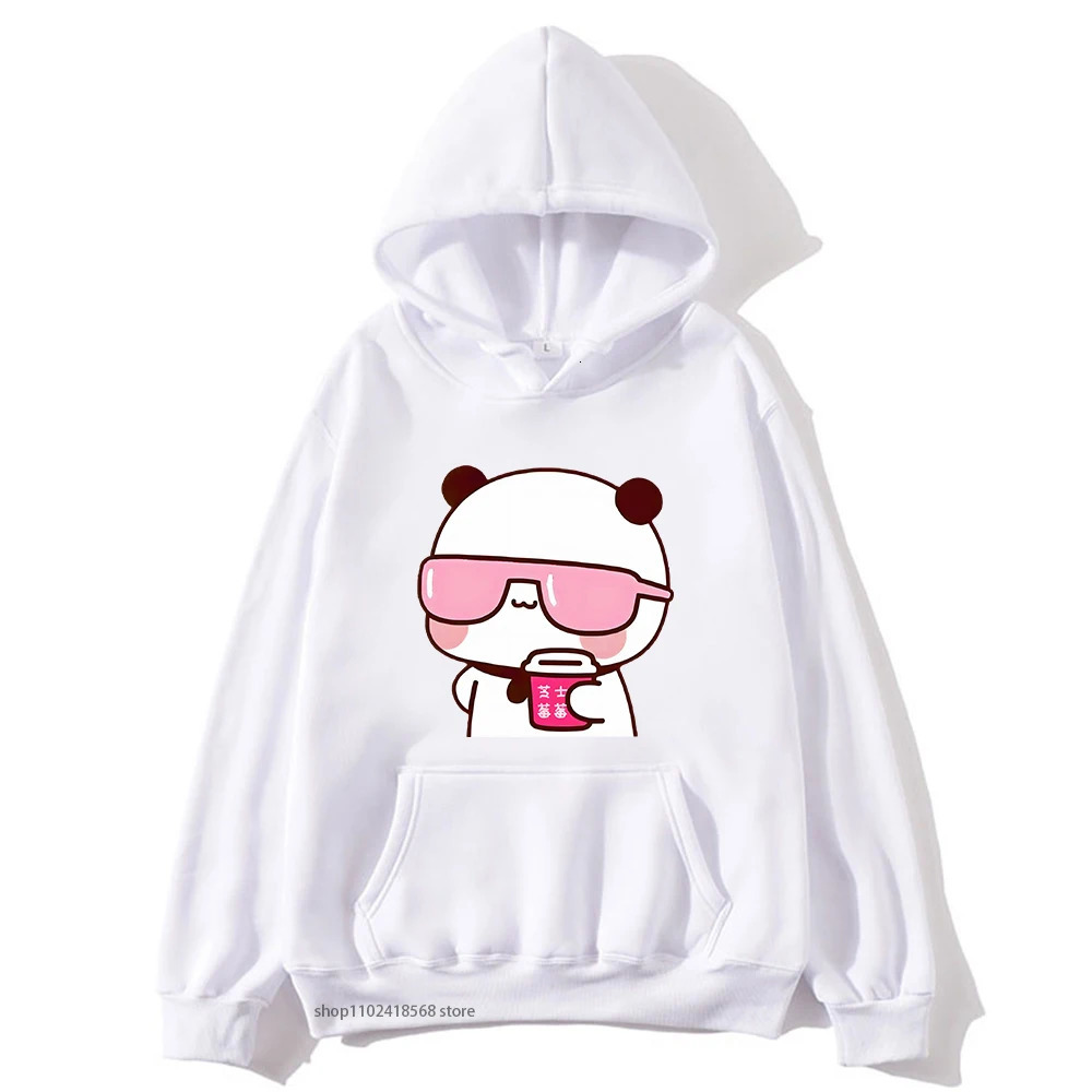 Women's Hoodies Sweatshirts Couple Bubu Is Watching Movie With Dudu Plus Size Sweatshirt Cartoon Kawaii Print Pullover Harajuku Men Women Sudader