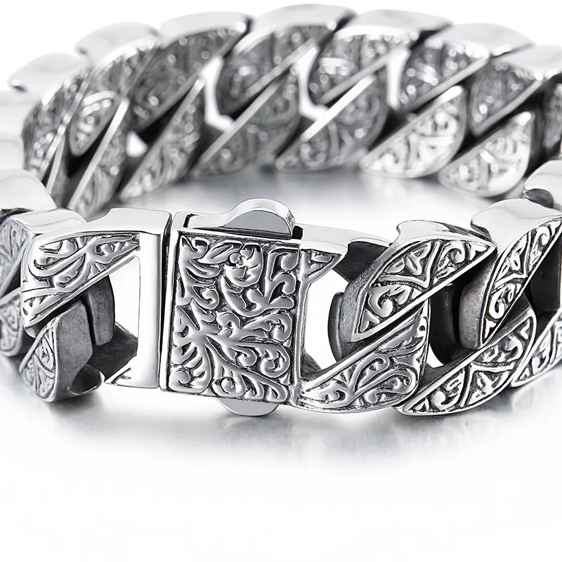 Charm Bracelets Vintage Men's Bracelet Men's Unique Engraving Containment Cuban Chain Stainless Steel Men's Bracelet Couple Bracelet Gi