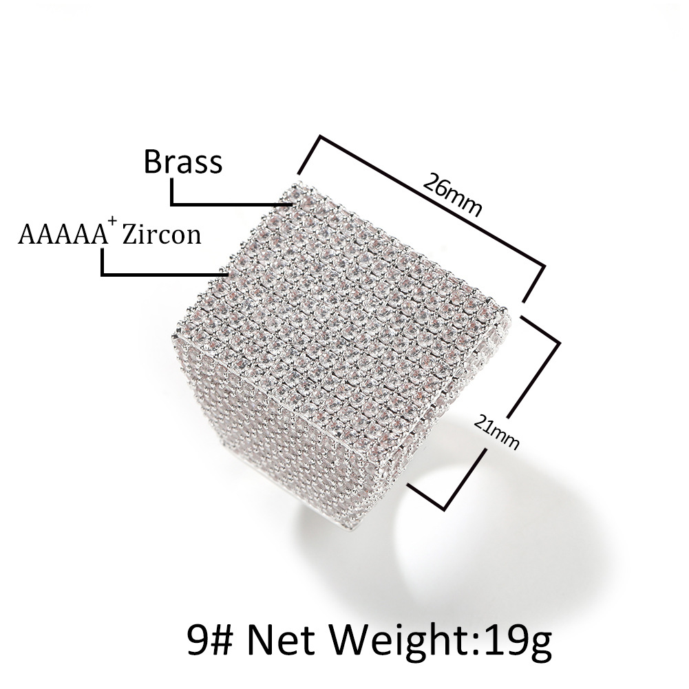 Hiphop Rapper Ring For Men New Fashion Hip Hop Gold Silver Baguette Full Bling CZ Iced Out Ring Mens Ice Out Diamond Jewelry