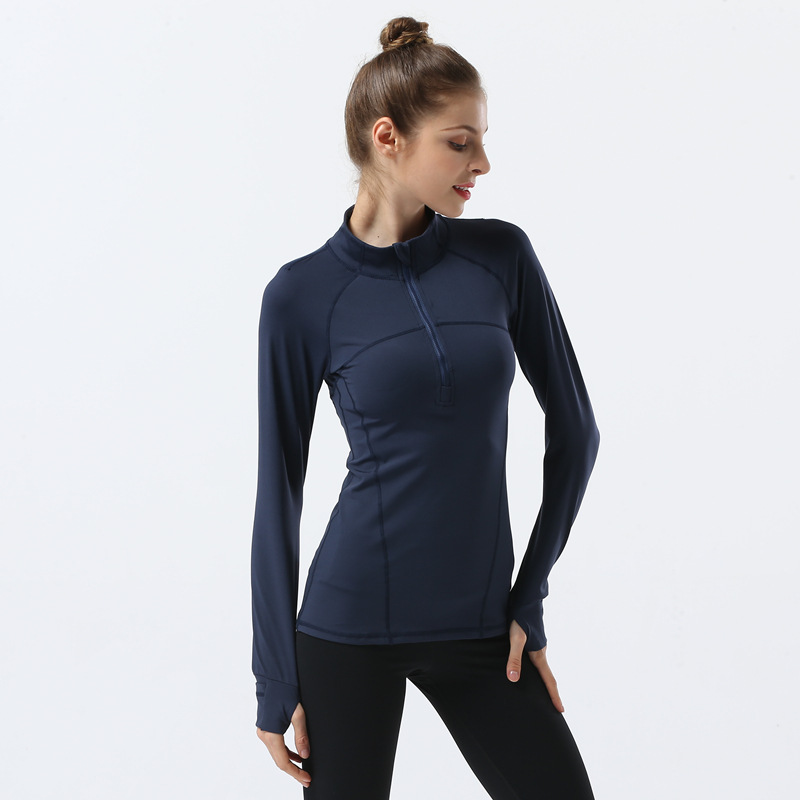 Yoga Coat Long Sleeve Tops T-shirt Women's Tight Zipper Stand Collar Jacket Elastic Quick-drying Fitness Outdoor Sports Running Shirts