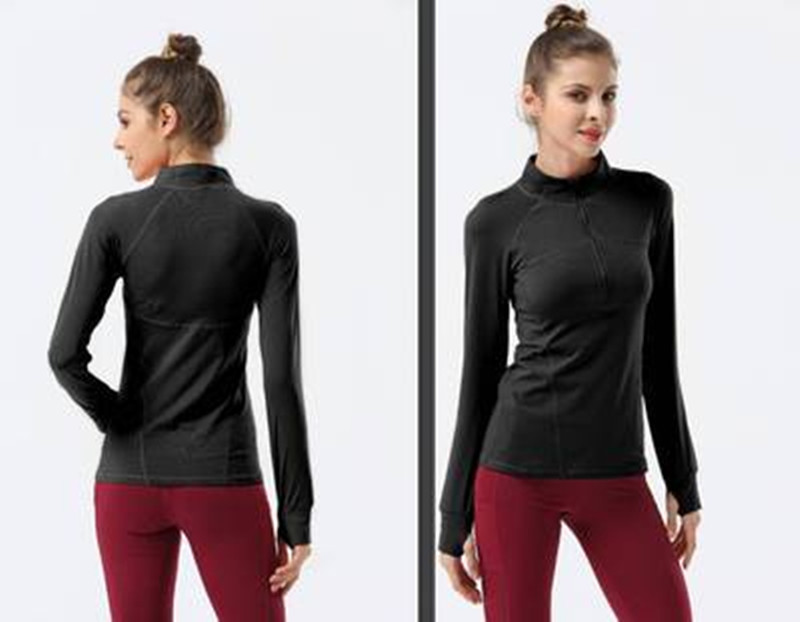 Yoga Coat Long Sleeve Tops T-shirt Women's Tight Zipper Stand Collar Jacket Elastic Quick-drying Fitness Outdoor Sports Running Shirts