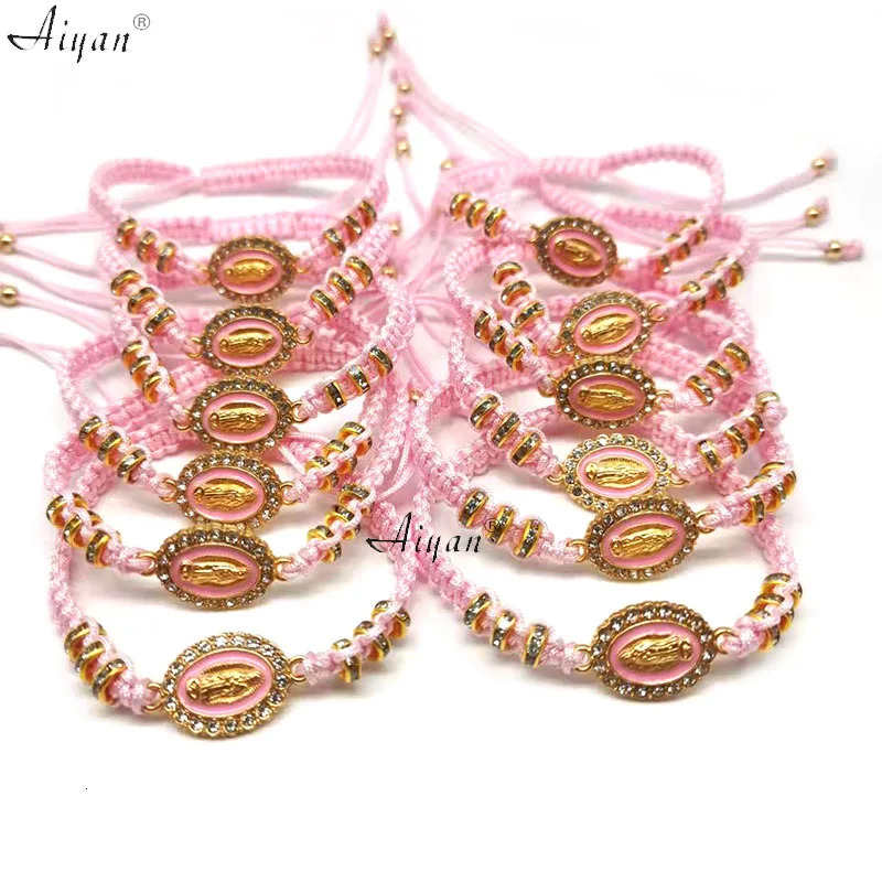 Charm Bracelets 12 Pieces Oval Virgin Mary And St. Jude And 6MM Drilled Loop Braid Bracelets Can Be Worn As Gifts Or Prayers For Men and Women 231009