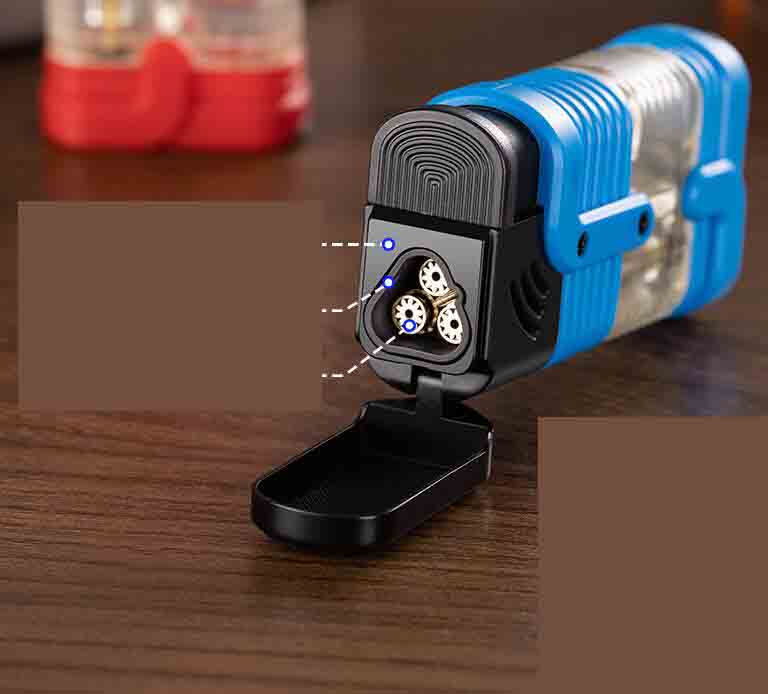 Latest Torch Three Jet Lighter With Punch 3 Colors Iatable No Gas Cigar Butane Windproof Lighters Smoking Tool Accessories W260202