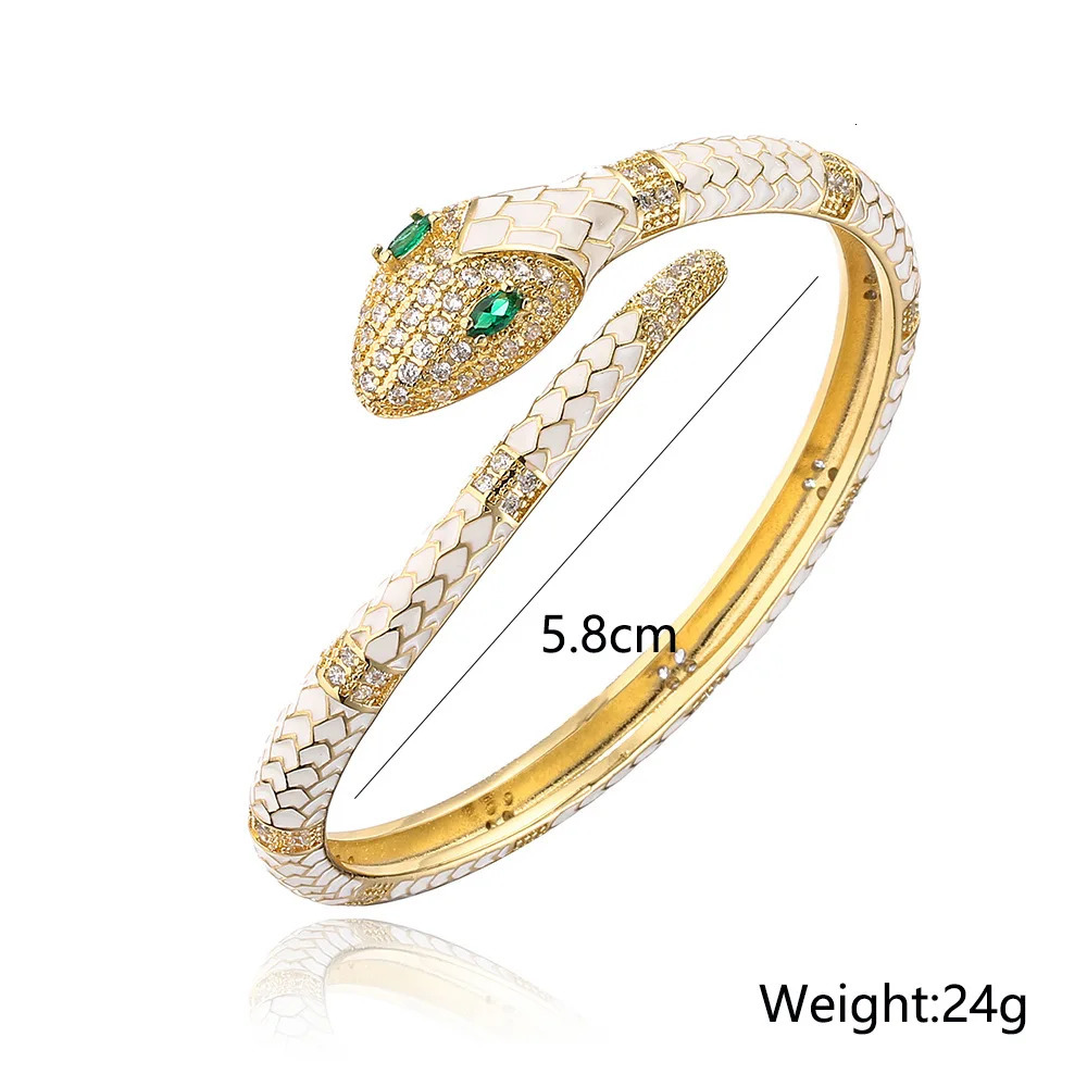 Charm Bracelets Exquisite Snake Animal Cuff Bracelet Cute Enamel Geometry Bangle High Quality 18K Gold Plated Trend Jewelry Fit Women Teens Girl 23100