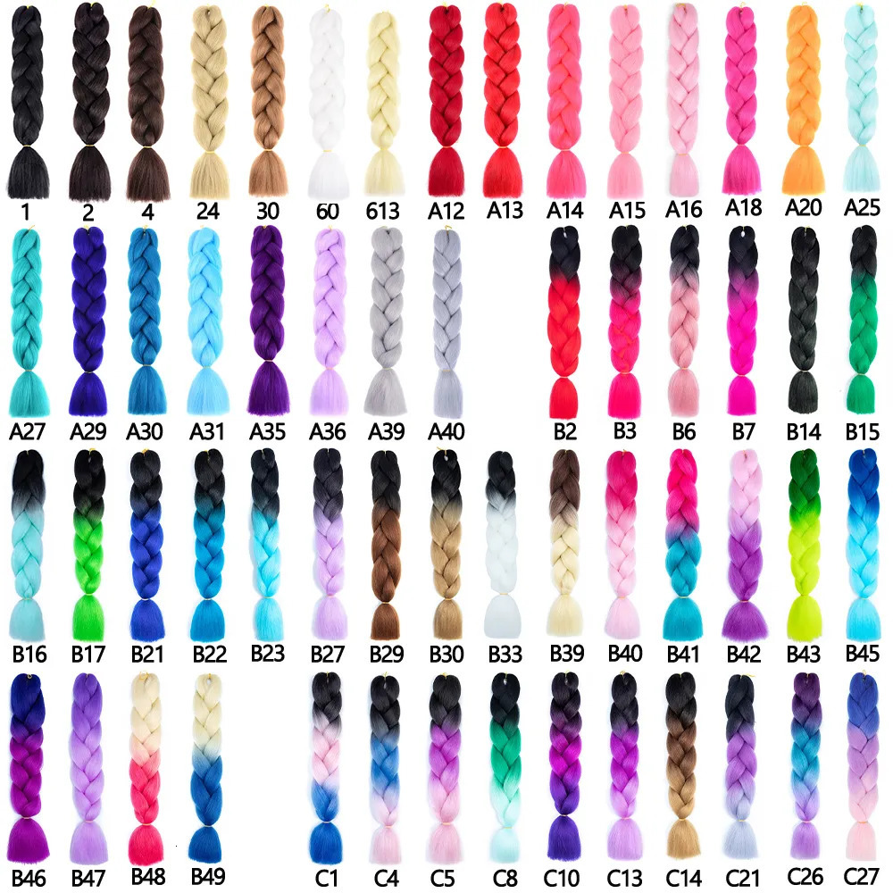 Human Hair Bulks Jumbo Braid 24 Inches Synthetic Braiding Hair Ombre Jumbo Hair Extension For Women DIY Hair Braids Pink Purple Yellow Gray 231010