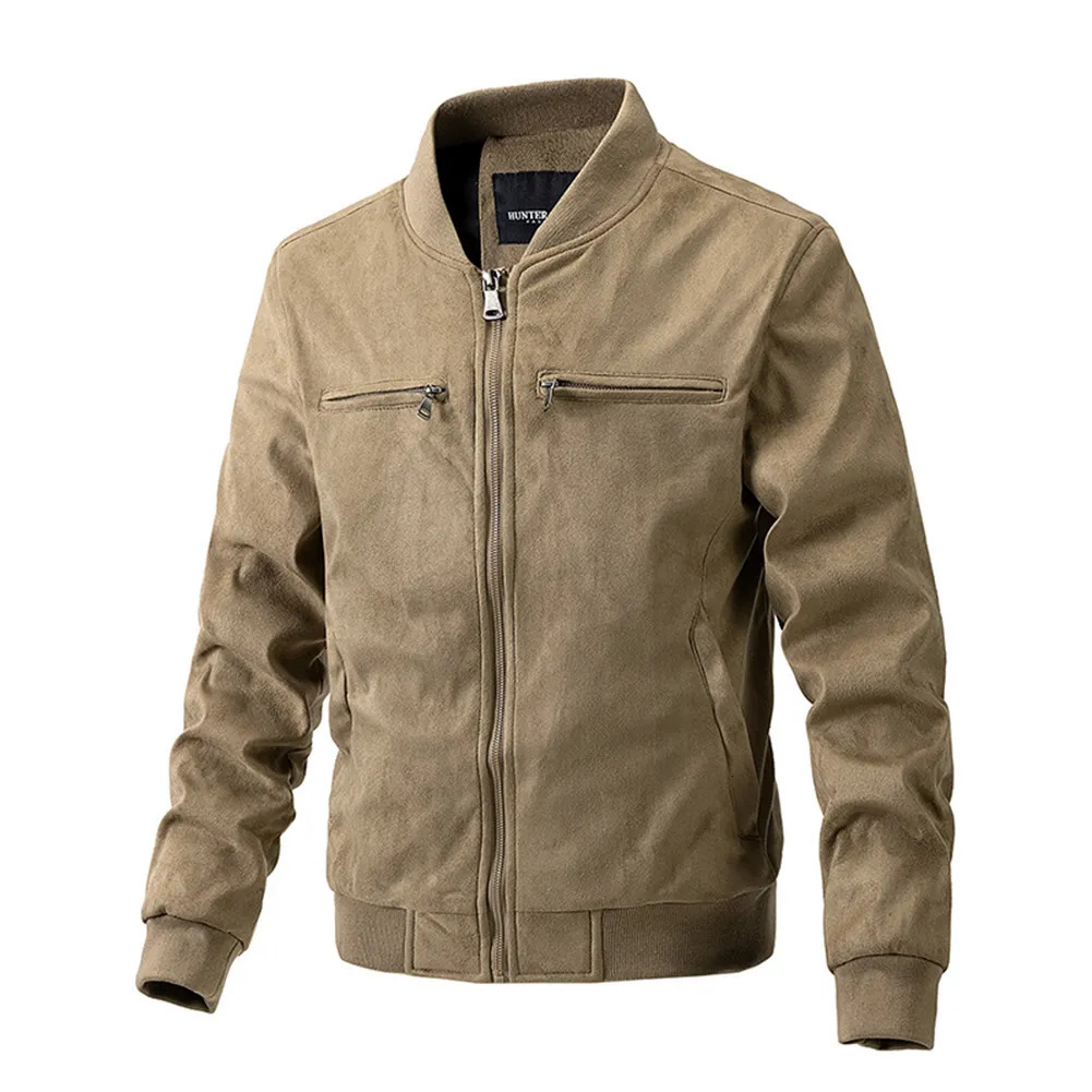 Men's Jackets Mens Suede Thick Cotton Jacket Autumn Winter Casual Long Sleeve Pocket Solid Color ZipUp Top Coat Man Clothing 231010