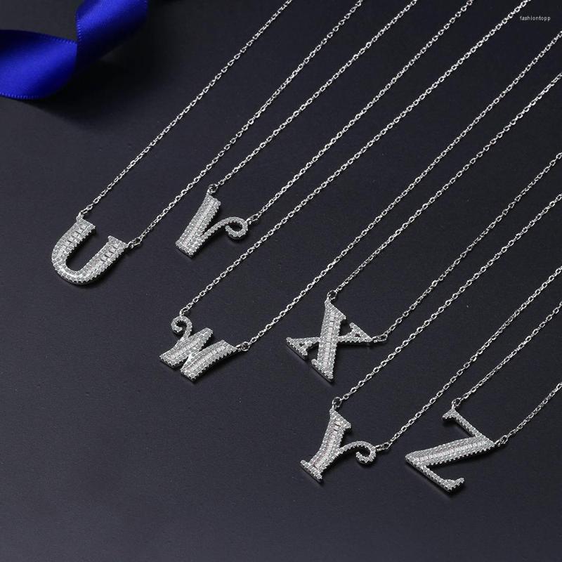 Pendants Moissanite A-Z Initial Letter Pendant Necklace For Women Girls 26 Letters Sterg Sier Hip Hop Man Name Jewelry Gift