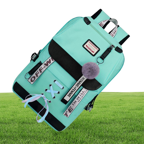 Large Green Backpacks Women School Backpack for Teenage Girls USB School Bag Canvas Middle Junior High College Student Bagpack