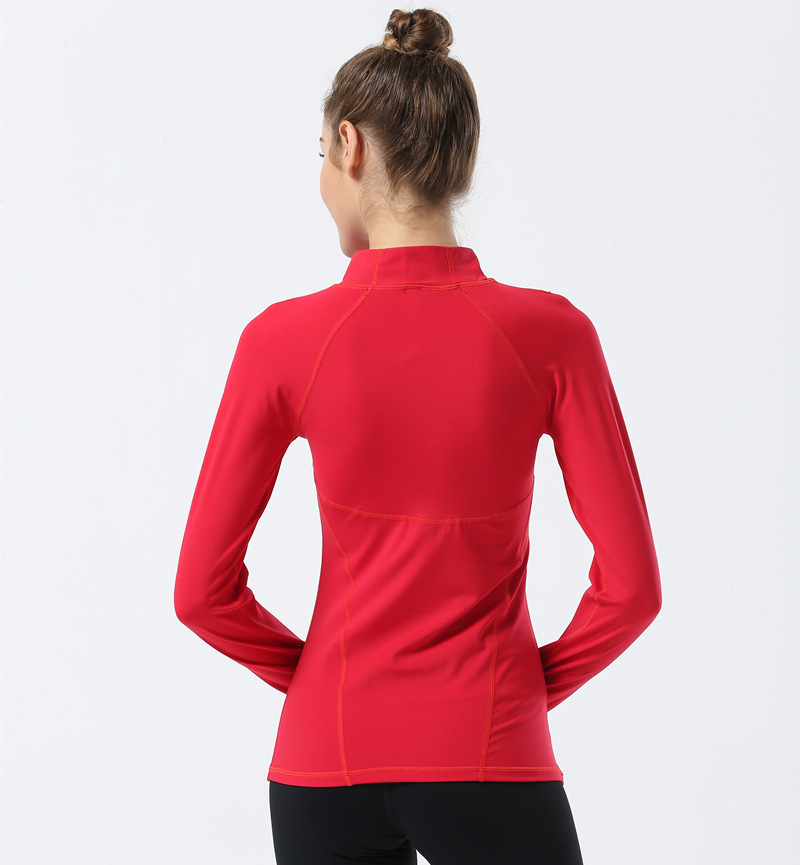 Yoga Coat Long Sleeve Tops T-shirt Women's Tight Zipper Stand Collar Jacket Elastic Quick-drying Fitness Outdoor Sports Running Shirts