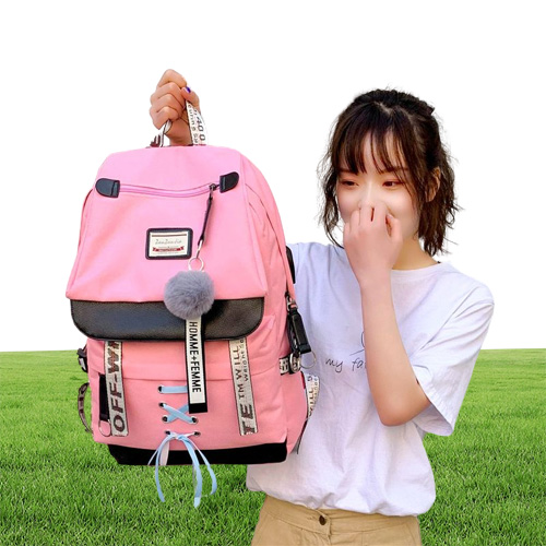 Large Green Backpacks Women School Backpack for Teenage Girls USB School Bag Canvas Middle Junior High College Student Bagpack