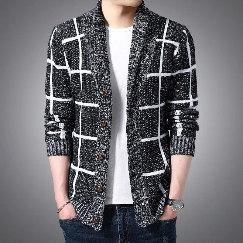 Men's Sweaters Men Autumn Knitted Sweater Coats Knitting Jumper Slim Fit Pull Homme Man Spring Plaid Cardigan 231010Z