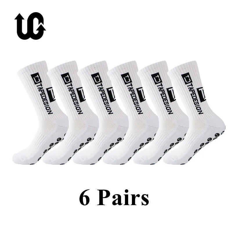 Sports Socks 6Pairs/Lot ANTI SLIP Football Socks Mid Calf Non-Slip Soccer Sport Cycling Sports Mens Sock EU38-45 231009