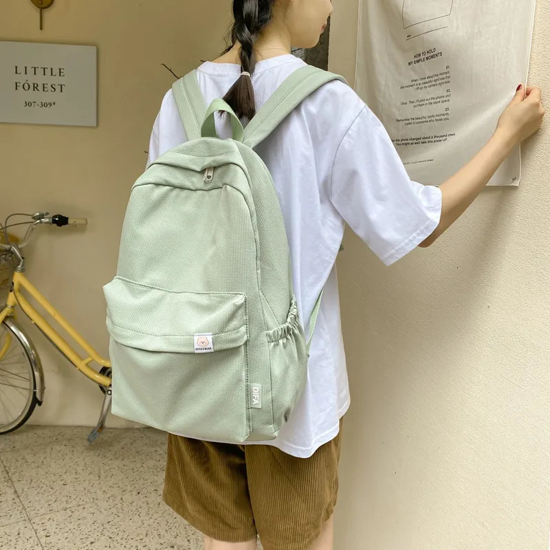 School Bags High Quality Waterproof Solid Color Nylon Women Backpack College Style Travel Rucksack School Bags for Teenage Girl Boys 231009