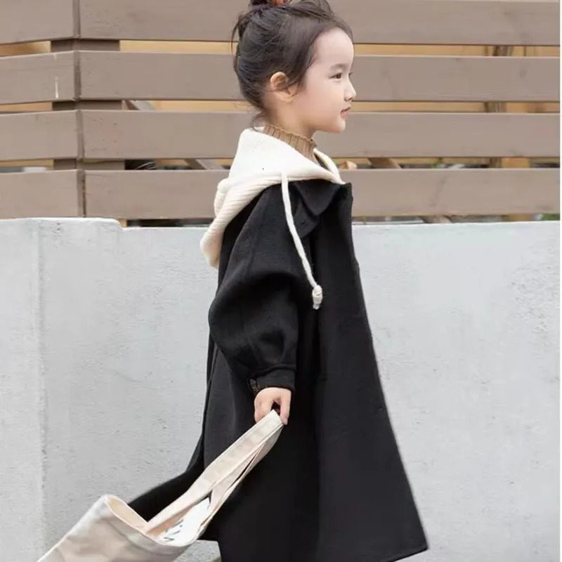 Down Coat 3-12 Year Old Winter and Autumn Children's Coat Medium Length Woolen Coat Fashionable Hooded Clothing for Boys and Girls 231009