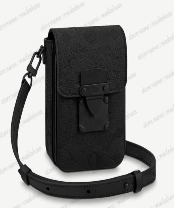 SLock Vertical Wearable wallet Embossed Monograms pattern Designer Men039s Shoulder Bag With trunk lock Leather Phone