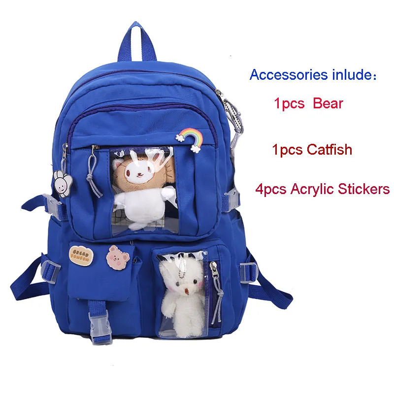 School Bags Large-capacity Cute Women Multi-Pocket Nylon Backpack Ins Junior High School Student School Bag Female Girl Backpack Laptop Book 231009