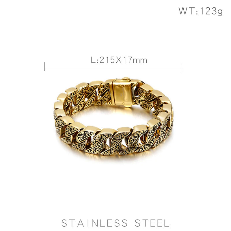 Charm Bracelets Vintage Men's Bracelet Men's Unique Engraving Containment Cuban Chain Stainless Steel Men's Bracelet Couple Bracelet Gi