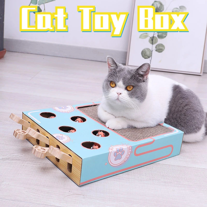 Cat Toys Cat Toy Interactive Game Resistant To Grasp and Wear Corrugated Cat Box Pet Fun Casual Whack-a-mole Catch Ball Game Pet Supplies 231011