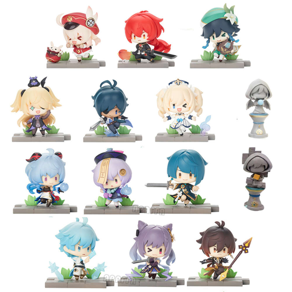 Mascot Costumes 7-10cm Genshin Impact Anime Figure Klee/barbara/diluc/fischl/venti/kaeya Action Figure Liyue Battlefield Heroes Figures Doll Toy