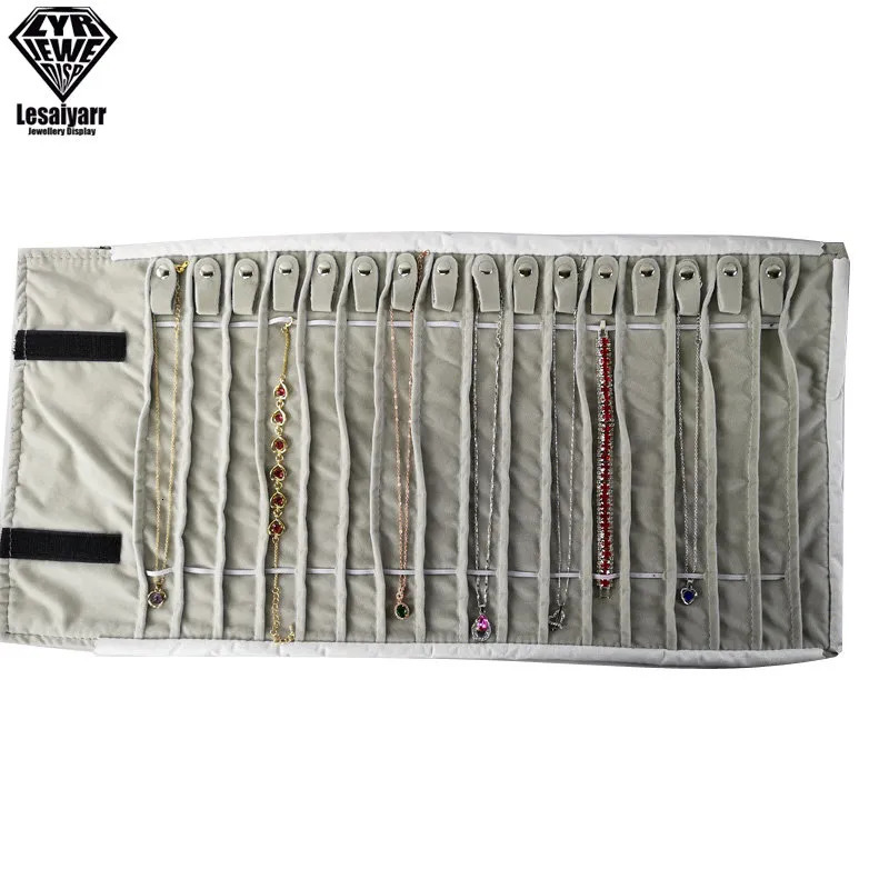 Jewelry Boxes Portable Velvet Travel Case Roll Bag Organizer for Necklace Chain Bracelet Jewellery Display Holder 231011