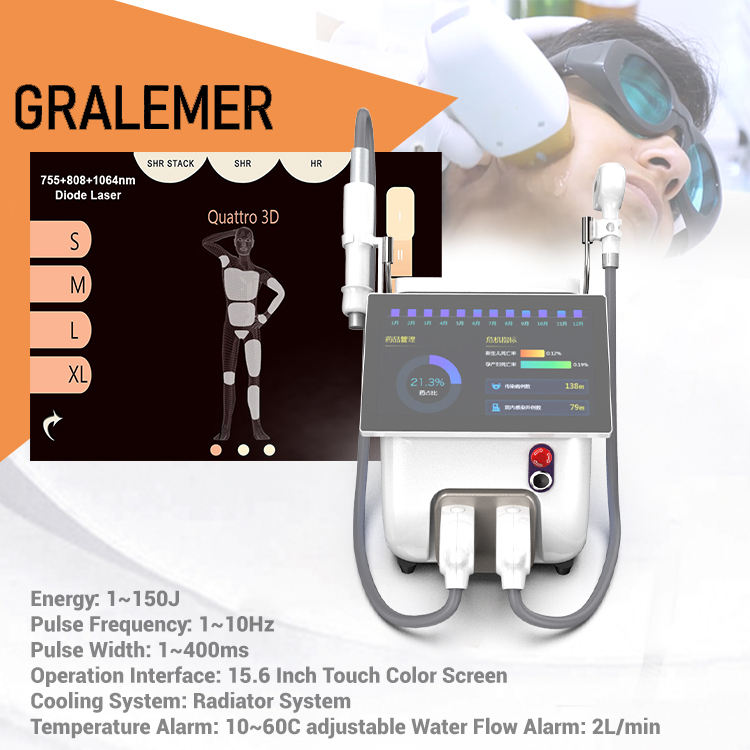 2 in 1 Tri-wavelength 808 diode laser hair removal and nd yag pico laser tattoo removal machine