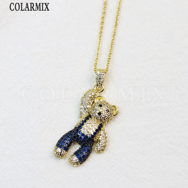 Chokers 5 strands Bear necklace Cartoon bears animal jewelry colors stone jewels for women 231010
