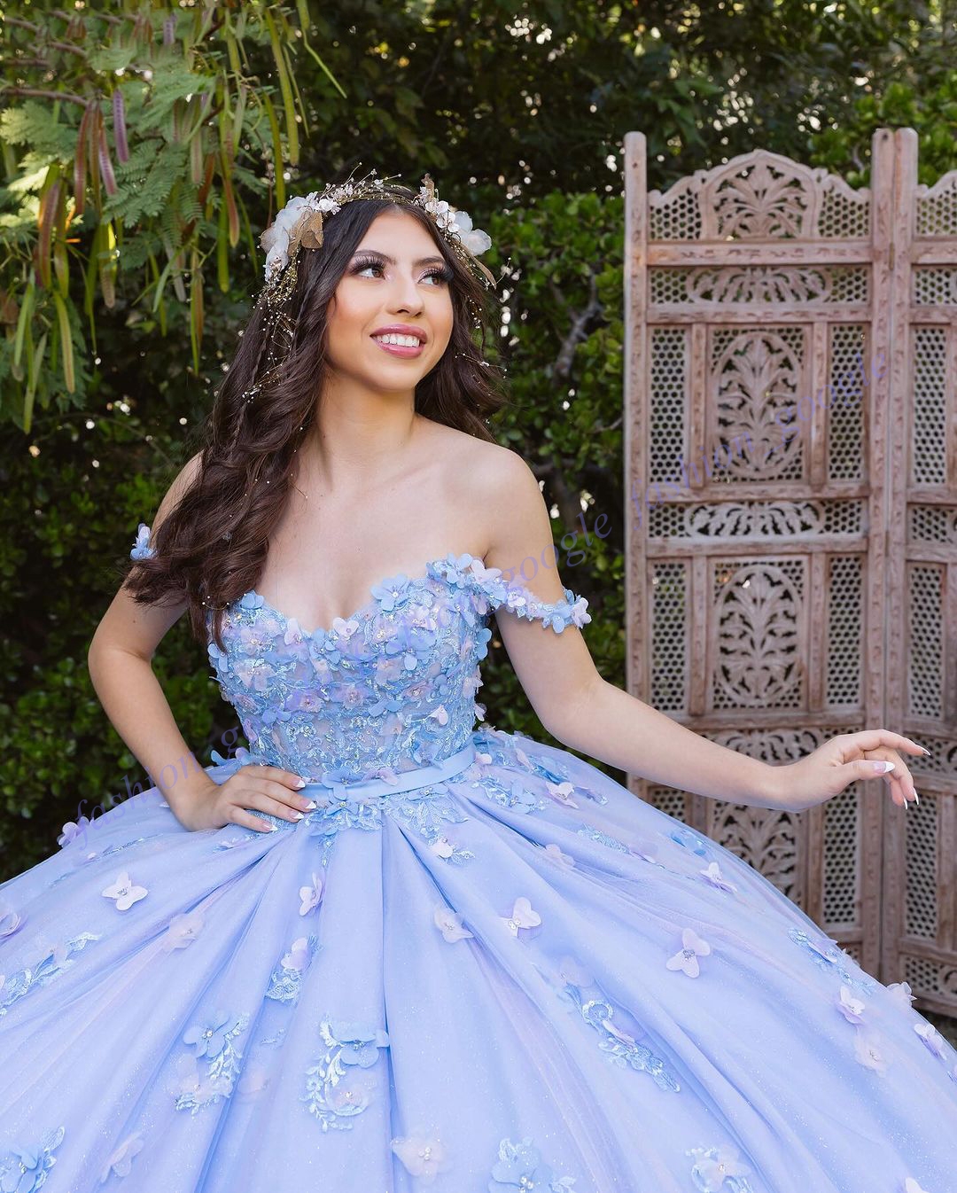 Fairytale Princess Quinceanera Dress 2024 3D ral Contrasting Colors Charro Mexican Quince Sweet 15/16 Birthday Party Gown for 15th Girl Drama Winter F