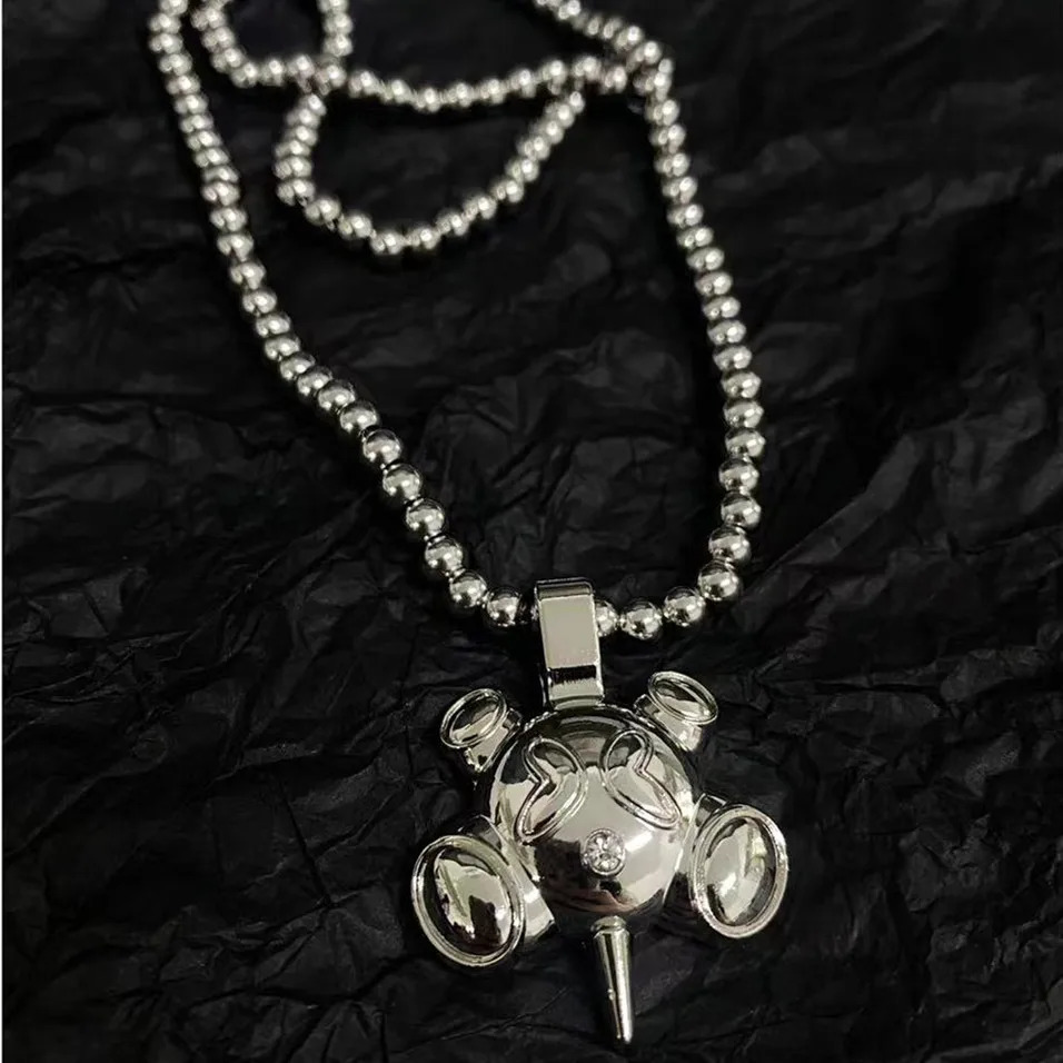 Chokers Hip Hop Style Stainless Steel Round Bead Chain Quadangle Ball Necklace Fashion Men and Women's Niche Sense Gift 231010
