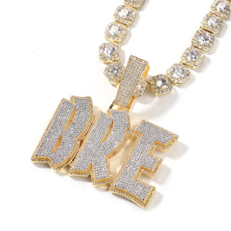 Charms Custom Splice Personality Big Letter Name Pendants Necklaces for Men Hip Hop 5A CZ Stone Paved Bling Iced Out Rapper Jewelry 231010